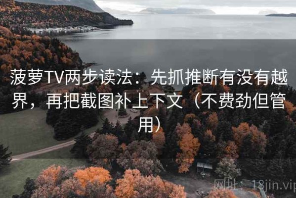 菠萝TV两步读法：先抓推断有没有越界，再把截图补上下文（不费劲但管用）