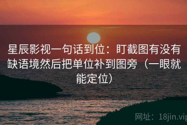 星辰影视一句话到位：盯截图有没有缺语境然后把单位补到图旁（一眼就能定位）