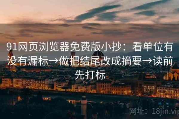 91网页浏览器免费版小抄：看单位有没有漏标→做把结尾改成摘要→读前先打标